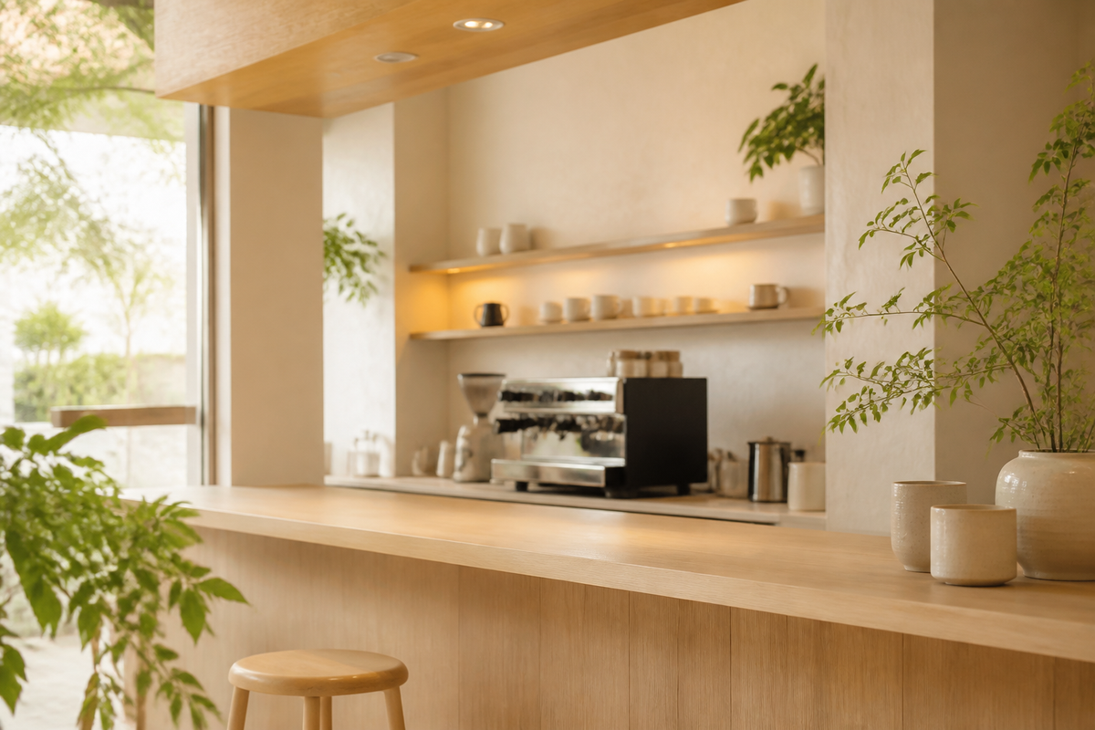 Bright modern café interior for Jenny's Cookies wholesale partners